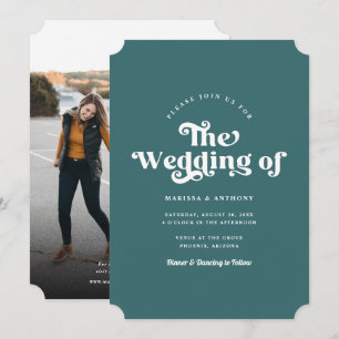 Einfache moderne Retro-Foto-Hochzeit mit individue Einladung