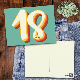 Einfache moderne Retro Groovy Achtzehn 18. Geburts Postkarte