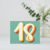 Einfache moderne Retro Groovy Achtzehn 18. Geburts Postkarte (Stehend Vorderseite)
