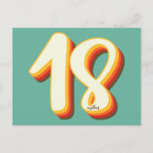 Einfache moderne Retro Groovy Achtzehn 18. Geburts Postkarte (Vorderseite)