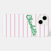 Einfache, moderne Retro-Rosa und grüne Streifen Case-Mate iPhone Hülle (Rückseite (Horizontal))