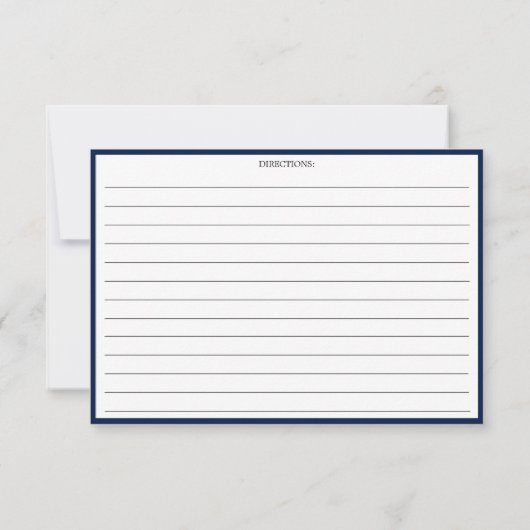 Einfache moderne Rezept Card Navy Blue (Rückseite)
