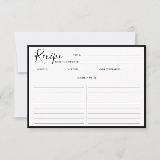 Einfache moderne Rezept-Karte (Vorderseite)