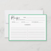 Einfache moderne Rezept-Karte grün (Vorderseite)