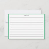 Einfache moderne Rezept-Karte grün (Rückseite)