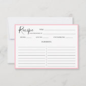 Einfache moderne Rezept-Karte Rosa (Vorderseite)