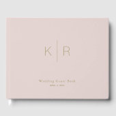 Einfache, moderne rosa Beige Monogram Wedding Gästebuch (Vorderseite)