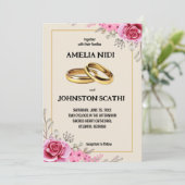 Einfache, moderne rosa Blumen Einladung (Stehend Vorderseite)