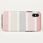 Einfache, moderne rosa Creme Streifen Monogramm Case-Mate iPhone Hülle (Rückseite (Horizontal))