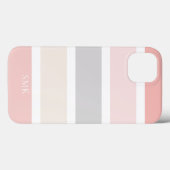 Einfache, moderne rosa Creme Streifen Monogramm Case-Mate iPhone Hülle (Rückseite (Horizontal))