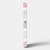 Einfache, moderne rosa Creme Streifen Monogramm Case-Mate iPhone Hülle (Rückseite / Links)
