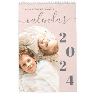 Einfache, moderne, rosa Foto-Planer Kalender