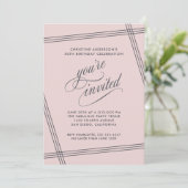 Einfache, moderne Rosa Geburtstagsparty Einladung (Stehend Vorderseite)