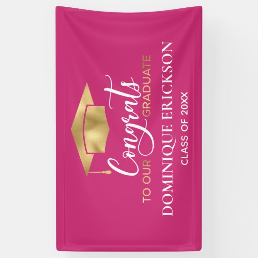 Einfache moderne Rosa Gold Abschluss Banner (Vertikal)