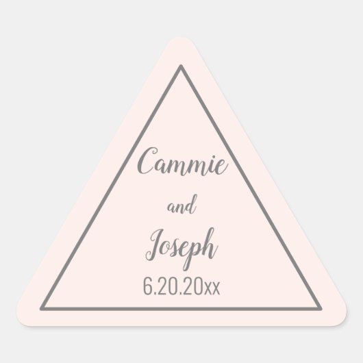 Einfache moderne rosa-graue Triangle Wedding Geome Dreieckiger Aufkleber (Vorderseite)