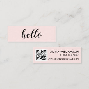 Einfache moderne Rosa - Hallo QR-Code Mini Visitenkarte