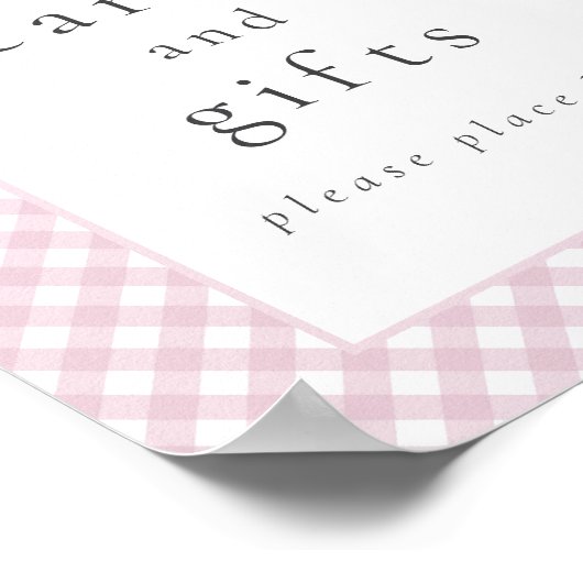 Einfache moderne, rosa Karierte Babydusche Poster (Ecke)