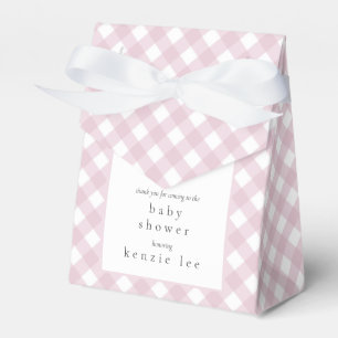 Einfache moderne, rosa Karierte Bow Baby Dusche Geschenkschachtel