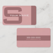 Einfache, moderne rosa Monogramm Visitenkarte (Vorne/Hinten)