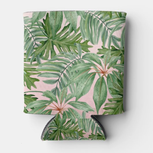 Einfache, moderne, rosa Palmblätterblätter tropisc Dosenkühler (Vorderseite)