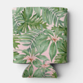 Einfache, moderne, rosa Palmblätterblätter tropisc Dosenkühler (Rückseite)