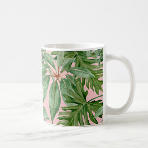 Einfache, moderne, rosa Palmblätterblätter tropisc Kaffeetasse
