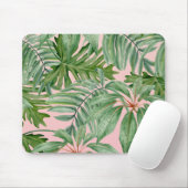 Einfache, moderne, rosa Palmblätterblätter tropisc Mousepad (Mit Mouse)