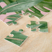 Einfache, moderne, rosa Palmblätterblätter tropisc Puzzle (Seite)