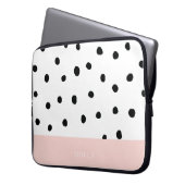 Einfache, moderne Rosa Polka Dot Personalisiert Laptopschutzhülle (Vorderseite Links)
