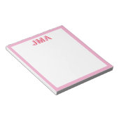 Einfache, moderne rosa rote Monogramm Notizblock (angewinkelt)