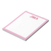 Einfache, moderne rosa rote Monogramm Notizblock (Rotiert)