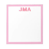 Einfache, moderne rosa rote Monogramm Notizblock (Vorderseite)