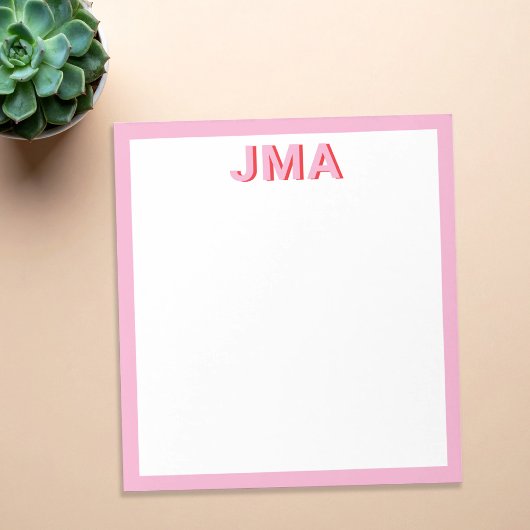 Einfache, moderne rosa rote Monogramm Notizblock