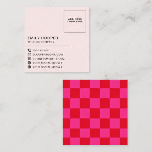 Einfache, moderne Rosa-Schachbrett-Checkbox-Logo Quadratische Visitenkarte