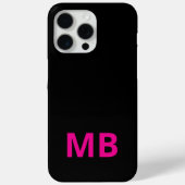 Einfache, moderne rosa Schwarze Erstmonogramm Case-Mate iPhone Hülle (Rückseite)