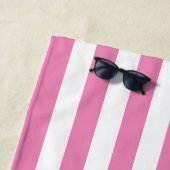 Einfache, moderne rosa Streifen Monogramm Strandtuch (Beispiel)