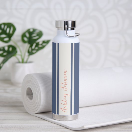 Einfache moderne rosa und blaue Mit Monogramm Beze Trinkflasche (Yoga)