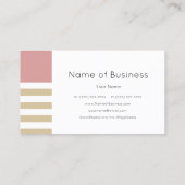 Einfache, moderne Rosa- und Tan-Streifen Visitenkarte (Rückseite)