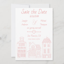 Einfache moderne rosa Vintage Zuhause Save The Date