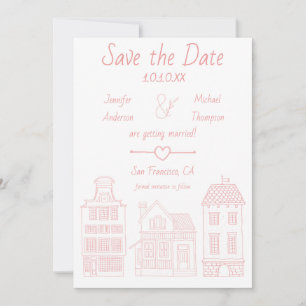 Einfache moderne rosa Vintage Zuhause Save The Date
