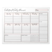 Einfache, moderne rosa, weiße, wöchentlich geferti notizblock (Vorderseite)