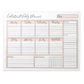 Einfache, moderne rosa, weiße, wöchentlich geferti notizblock (Vorderseite)