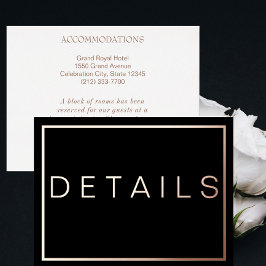 Einfache moderne ROSE Gold Border Wedding RSVP Folie Einladungspostkarte