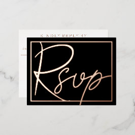 Einfache moderne ROSE Gold Border Wedding RSVP Folie Einladungspostkarte