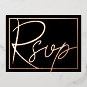 Einfache moderne ROSE Gold Border Wedding RSVP Folie Einladungspostkarte (Vorderseite)