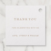 Einfache moderne ROSE Gold Border Wedding RSVP Geschenkanhänger (Rückseite)