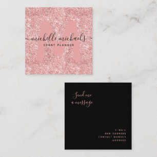 Einfache moderne Rose Gold Glitzer Black Quadratische Visitenkarte