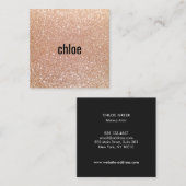 Einfache moderne Rose Gold Glitzer Makeup Artist Quadratische Visitenkarte (Vorne/Hinten)