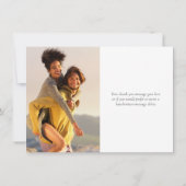 Einfache moderne Rose Gold Glitzer Script Foto Dankeskarte (Rückseite)