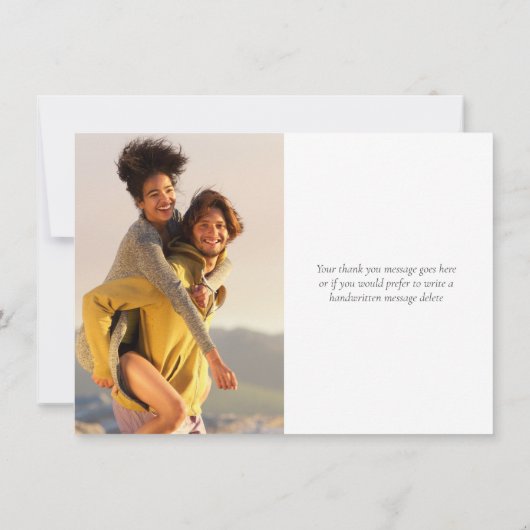 Einfache moderne Rose Gold Glitzer Script Foto Dankeskarte (Rückseite)